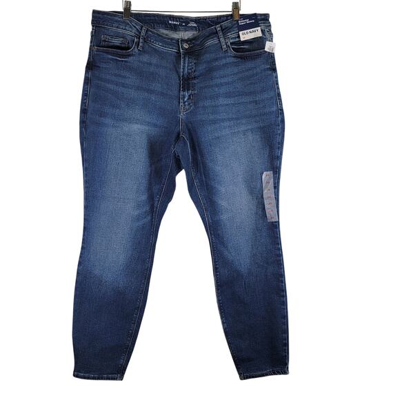 Old Navy Mid Rise Rockstar Skinny Jeans Womens Sz 20 Blue Medium Wash - Picture 1 of 11